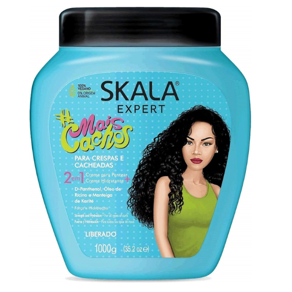 SKALA Mais Cachos 2-in-1 Curl Defining Cream – Leave-In & Deep Conditioning Treatment for Curly Hair (Type 3ABC), Enriched with Shea Butter & Castor Oil, 35.2oz (1kg)