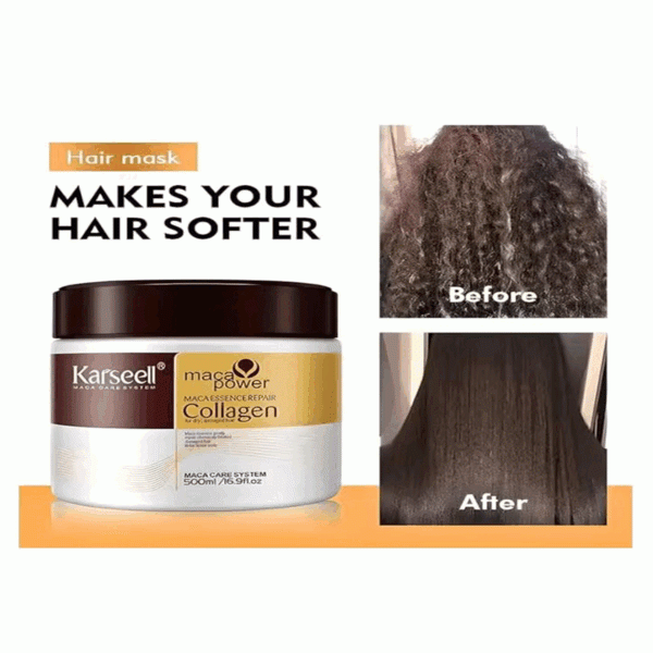 Karseell Collagen Hair Treatment - Deep Repair Mask 500ml - Maca Oil Hair Serum For Dry Damaged Hair 50ml - All Hair Types
